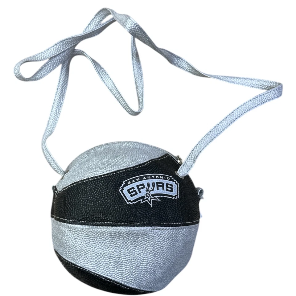 圣安东尼奥马刺队篮球钱包 - 6 英寸斜挎包带拉链和口袋 — 第 1/1 张图片