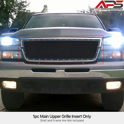 Se adapta a Chevy Silverado 1500 2500 HD 2005-2006 rejilla remache malla negra principal Foto 1 de 4