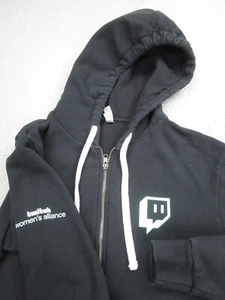 TWITCH TV Sweater Womens Medium Black Gamer Girl Alliance Hoodie Zip Sweatshirt - Picture 1 of 12