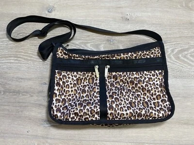 LeSportSac Cheetah Animal Leopard Cross Body Expandable Bag Purse Brown/black - Image 1 of 4