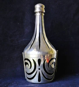 1940's Taller Borda Mexico SOLID THICK 940 Sterling Silver Overlay Decanter - Picture 1 of 9