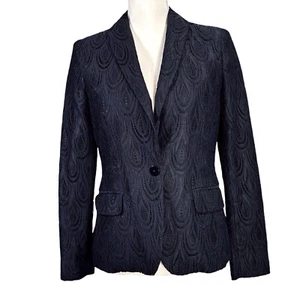 Lilly Pulitzer Campbell Blazer Womens Size 4 Black Feather Lace Jacket Office - Picture 1 of 11