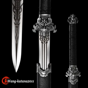 42" Sharp Chinese Kung Fu Sword Devil Face Jian Double Dedges Manganese Steel - Picture 1 of 13