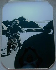 Motorcycle collectible vintage wall mirror "Ride On" 1970's-80's.
