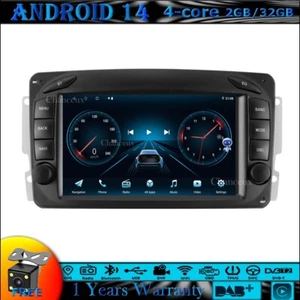 7"Android 14 Head Unit DAB Autoradio GPS SATNavi For Mercedes C Class W203 Viano - Picture 1 of 14
