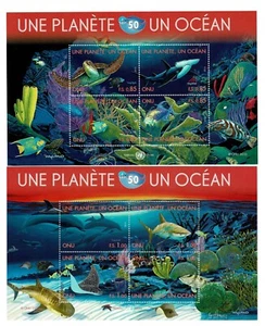2 hojitas sellos Une Planete Un Ocean ONU Naciones Unidas 2010 Fauna Marina - Imagen 1 de 1