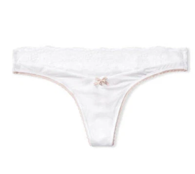 Victoria's Secret Cuerpo Blanco Nupcial por Victoria Tanga Sedoso Panty Cintura Floral Foto 1 de 4