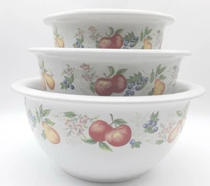 Vtg Set 3 Corelle Coordinates Stoneware Nesting Mixing Bowls Churney Pattern - Picture 1 of 10