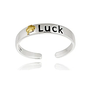 Sterling Silver Two Tone 'Luck' Toe Ring - Picture 1 of 2