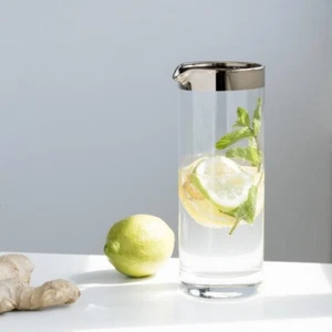 Karaffe Platinglas TRUDI  (1 Liter), mundgeblasenes Kristallglas, Platinrand - Bild 1 von 5