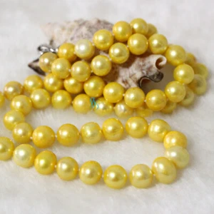 28" 10-12mm Gold AA Freshwater Pearl Necklace Strand Jewelry - Bild 1 von 5