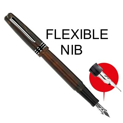 Pluma Estilográfica Marlen Aleph | Plumín Flexible | Resina Italiana Marrón Nacarado | Edición Entumecida Foto 1 de 4