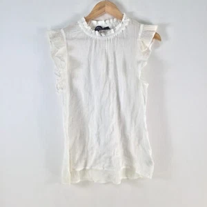 Decjuba womens blouse top size 10 white sleeveless stretch cotton 107056 - Picture 1 of 9