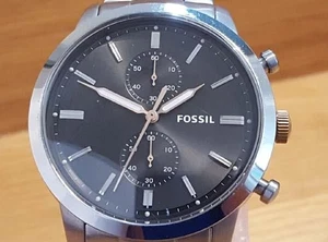 Mens Steel Bracelet Fossil Townsman FS5407 Charcoal Chrono Analog Gents Watch - Picture 1 of 8