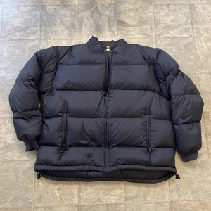 Vintage REI Puffer Jacket Mens Large Tall Black Goose Down Camping Outdoor Zip - Picture 1 of 12