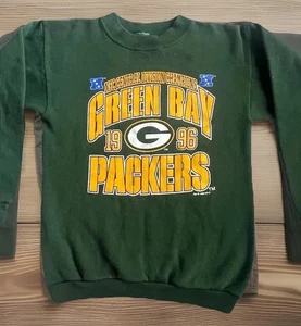 Vintage Green Bay Packers 1996 NFC Champs Sweatshirt Youth L 14/16 NFL Playoffs - Picture 1 of 6