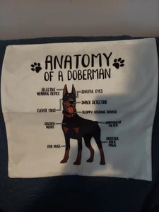 Anatomy Of A Doberman White Pillow Cover 18 X 18 Zipper Closure NWOT - Picture 1 of 4