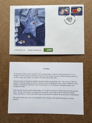 Ирландия 2010 FDC (2010-03) + ирландские поздравительные марки #1868-69 + Симпсон Cachet - Изображение 1 из 2