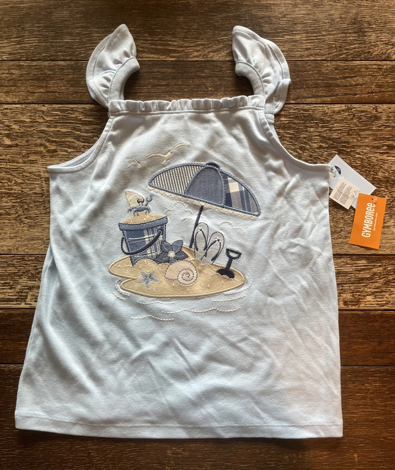 Top Gymboree Niñas Sin Mangas Azul Claro | Playa/Arena | Talla 12 | Nuevo con Etiquetas Foto 1 de 4