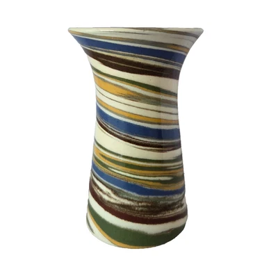 Jarrón De Colección Arenas del Desierto Cerámica Misión Remolino Azul Verde Marrón Arcilla Mineral 4.5" Foto 1 de 4