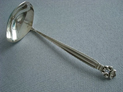 GEORG JENSEN BELLOTA plata esterlina ~ CUCHARA DOBLE CAÑO MARTILLADO 7 3/4" ~ ¡BELLEZA! Foto 1 de 4