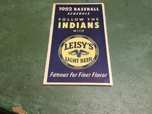 Cleveland Indians, 1952 Pocket Schedule, Leisey Brewing - Picture 1 of 3