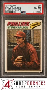 1977 TOPPS CLOTH STICKERS #11 STEVE CARLTON PHILLIES HOF PSA 8 - Picture 1 of 3