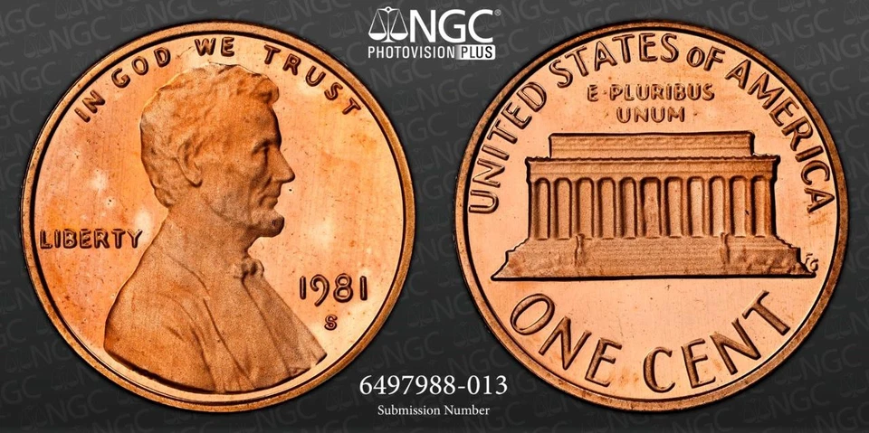1981 S LINCOLN CENT PROOF TYPE 2 1C PF68 RD ULTRA CAMEO NGC PHOTOVISION SKU 3126 - Image 1 of 4