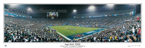 Super Bowl 39 NE Patriots vs Philadelphia Eagles Unframed Panoramic Poster 1023 Cover