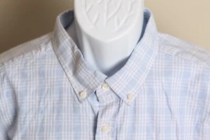 UNTUCKit Men's blue and white plaid short sleeve Slim Fit shirt 2XL XXL - Picture 1 of 5