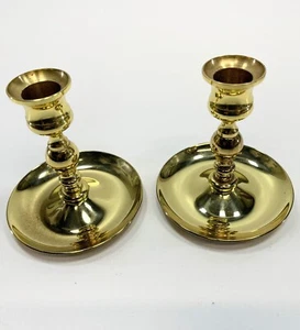 Coppia Portacandele in Ottone Baldwin Alti 4"" Finitura Luminosa - Foto 1 di 3