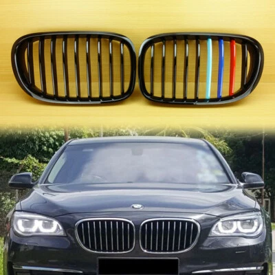 M-Color 740i 750i Front Grille For BMW F01 F02 Shiny Black 7-Series 2009-2015 - Imagem 1 de 4