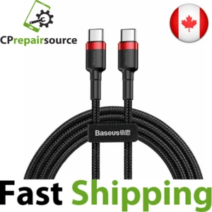 Câble Baseus Type C vers USB C 60W 3A PD Cordon de Charge Rapide Macbook Huawei Samsung - Photo 1 sur 11