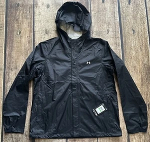 UNDER ARMOUR STORM PROOF WATERPROOF HOODED RAIN JACKET BLACK WOMENS LARGE NEW - Picture 1 of 10