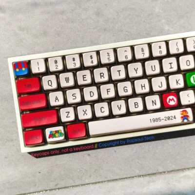 Mario Red Keycaps Set PBT Transparent Pudding for Cherry MX Mechanical Keyboards - Image 1 of 4
