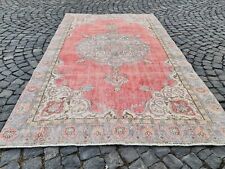 Pink Vintage Turkish Area Rug Carpet  Antique Wool Art 180 X 295 Cm Isparta 6x9