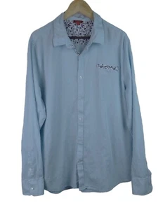 Guess Men's Shirt Size XXL Light Blue Floral Long Sleeve Button Down Top - Picture 1 of 6
