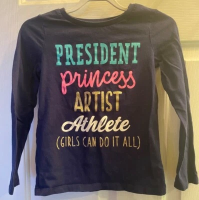 Carter's Kids 6-6x "Girls Can Do It All" Graphic Long Sleeve Shirt 100% Cotton  - Image 1 of 4