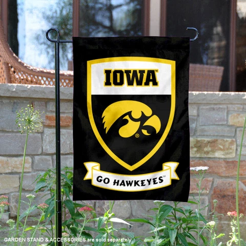 Iowa Hawkeyes Crest Shield Garden Flag and Yard Banner Cover