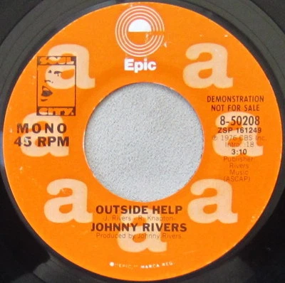 Johnny Rivers - Outside Help, Vinyl, 45rpm, 1976, Near Mint condition - Image 1 of 2