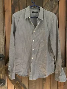 Men's DKNY Jeans black white collared size Large button down long sleeve shirt - Picture 1 of 5