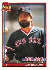 1991 Topps Baseball Jeff Reardon Boston Red Sox #605