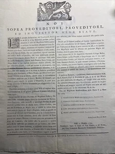 Grande Proclama Repubblica Veneta 1774 Leone Marciano Capilettera - Foto 1 di 3