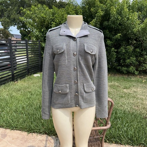 TORY BURCH GIACCA CASUAL GRIGIA MAGLIA 4 TASCHE BOTTONI DAVANTI TAGLIA S