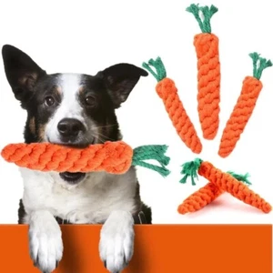Dog Chew Toy for Aggressive Chewers Carrot Shape Cotton Rope Toy Teeth Cleaning - Picture 1 of 6
