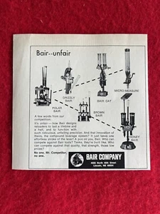 Vintage 1972 Print Ad BAIR Machine Co. Präzisions-Nachlademunition Ausrüstung - Bild 1 von 7