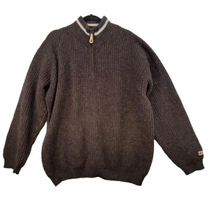 Columbia Sportswear Mens 100% Shetland Wool 1/4 Zip Sweater L Brown - Picture 1 of 14