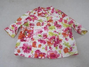Tanjay Jacket Womens 20W Red Floral Button Casual Cotton Long Sleeve Blazer - Picture 1 of 9