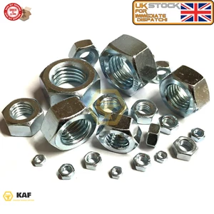 Hex Steel Full Nuts Metric Gr 8 Zinc Plated M3 M4 M5 M6 M8 M10 M12 M16 M18 M20 - Picture 1 of 3
