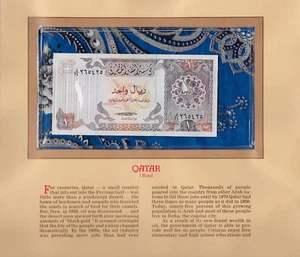 Most Treasured Banknotes Qatar 1 Riyal 1985 P-13a UNC Wmk with Nostril W/24 - Picture 1 of 2